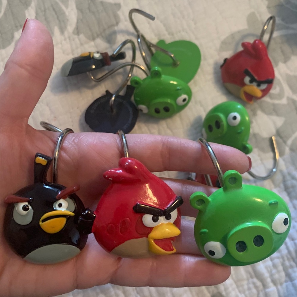 Angry Birds Themed Shower Curtain Hooks